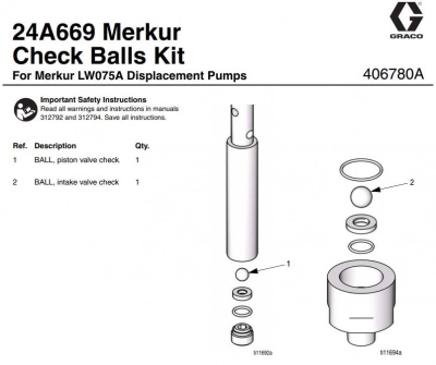 Комплект шаровых клапанов, 75CC AG-24A669 фото 2